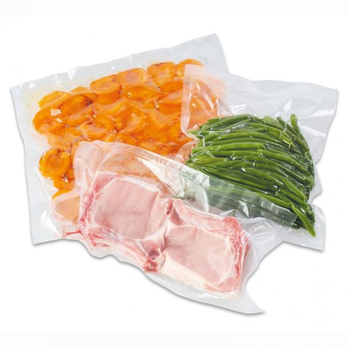 Food grade Panas segel warna dilaminasi kantong plastik kemasan makanan vakum transparan untuk sosis, daging, ikan, makanan laut