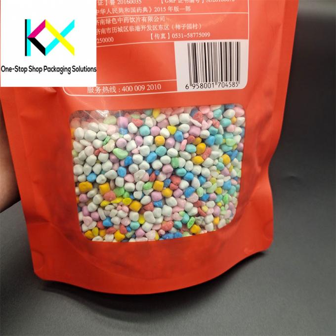 Rotogravure Printing Chinese Medical Products Packaging Clear Stand Up Bag dengan jendela 2